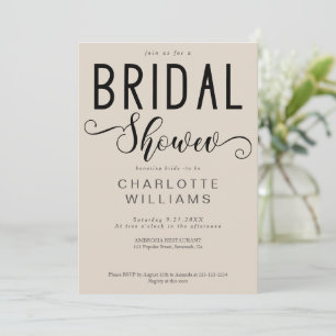 Minimal Elegant Calligraphy Script Bridal Shower Invitation