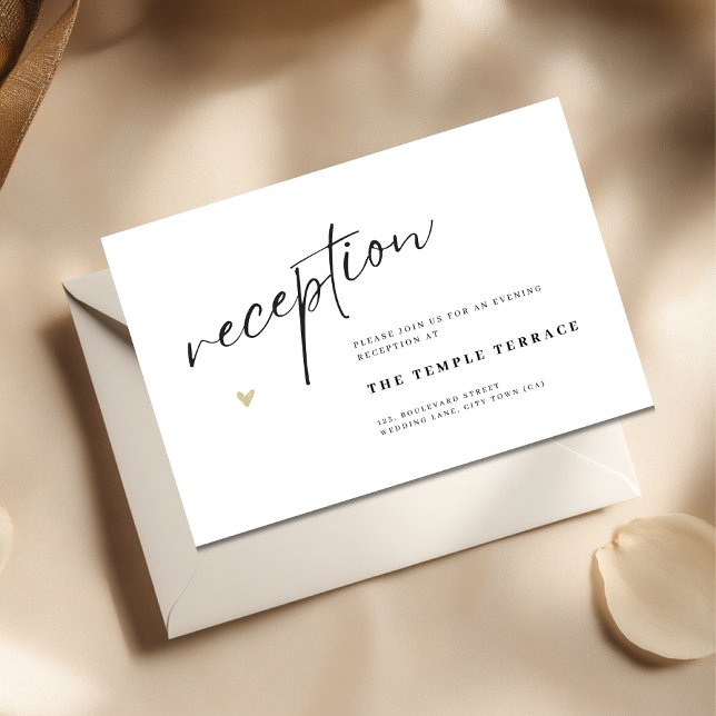 Minimal Elegant Calligraphy Typo Wedding  Enclosure Card (Elegant Wedding Reception enclosure card)