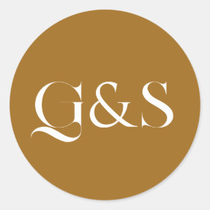 Minimal Elegant Calligraphy Wedding Monogram Classic Round Sticker