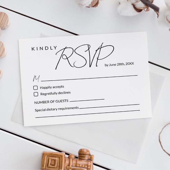 Minimal Elegant Calligraphy Wedding RSVP Card (Creator Uploaded)