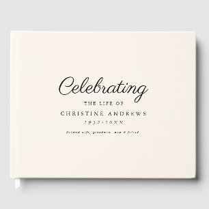 Minimal & elegant "Celebration of life" Beige Guest Book