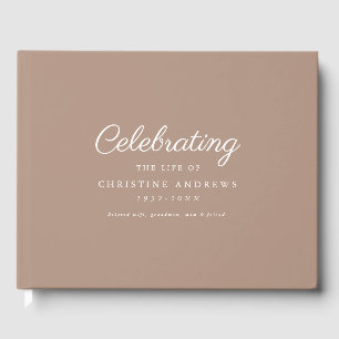 Minimal & elegant "Celebration of life" Brown Guest Book