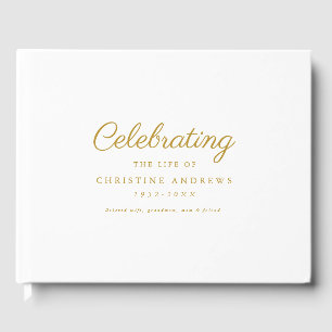 Minimal & elegant "Celebration of life" White Guest Book