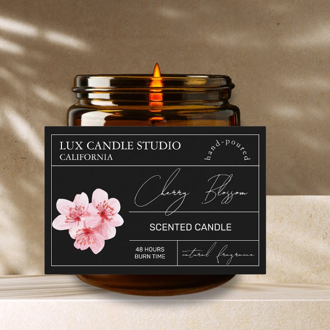 Minimal Elegant Cherry Blossom Candle Jar Label (Creator Uploaded)