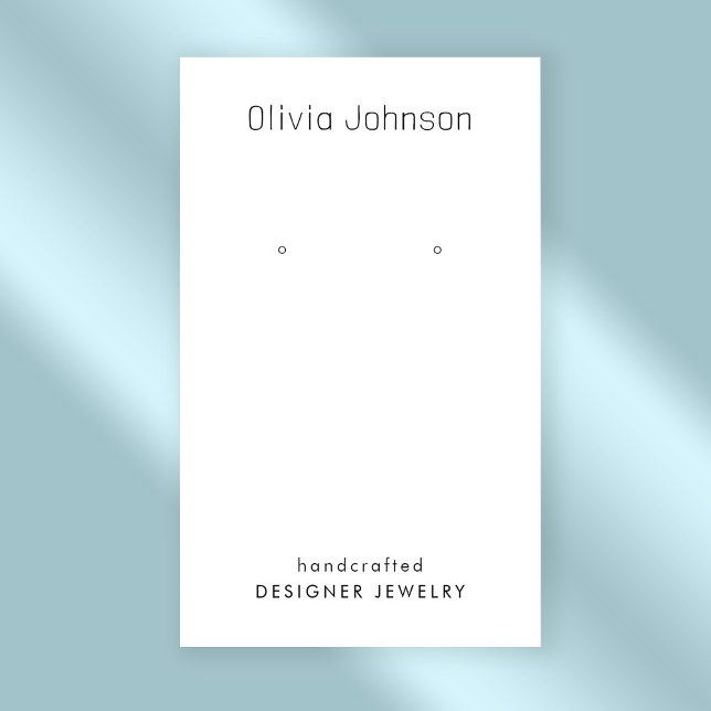 Minimal Elegant Chic Jewellery Earring Display Business Card (Stylishly Personalize with Your Custom Name. Add Optional Text.)