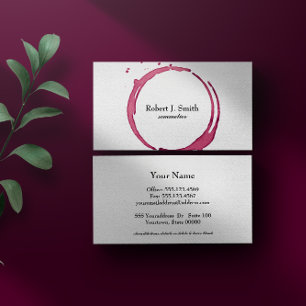 Minimal Elegant chic red wine stain Sommelier Business Card