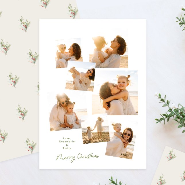 Minimal Elegant Christmas Multi 7 Photo Album Holiday Card (Creator Uploaded)