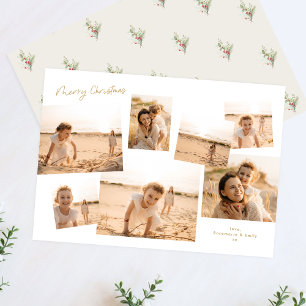 Minimal Elegant Christmas Multi 7 Photo Album Holiday Card