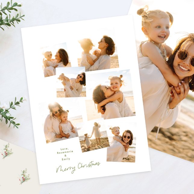 Minimal Elegant Christmas Multi 8 Photo Album Holiday Card (Creator Uploaded)