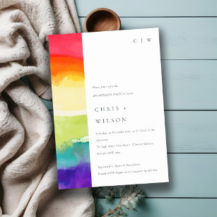 Minimal Elegant Colourful Pride Rainbow Engagement Invitation
