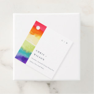 Minimal Elegant Colourful Pride Rainbow Wedding Favour Tags