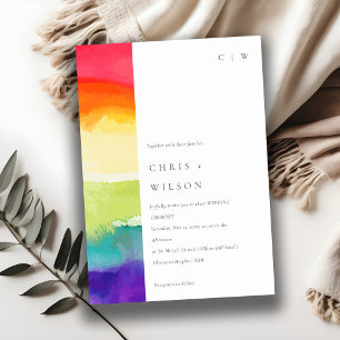 Minimal Elegant Colourful Pride Rainbow Wedding Invitation