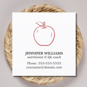 Minimal Elegant Cool Red Apple Nutritionist Square Business Card