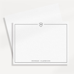 Minimal Elegant Crest Monogram Note Card 
