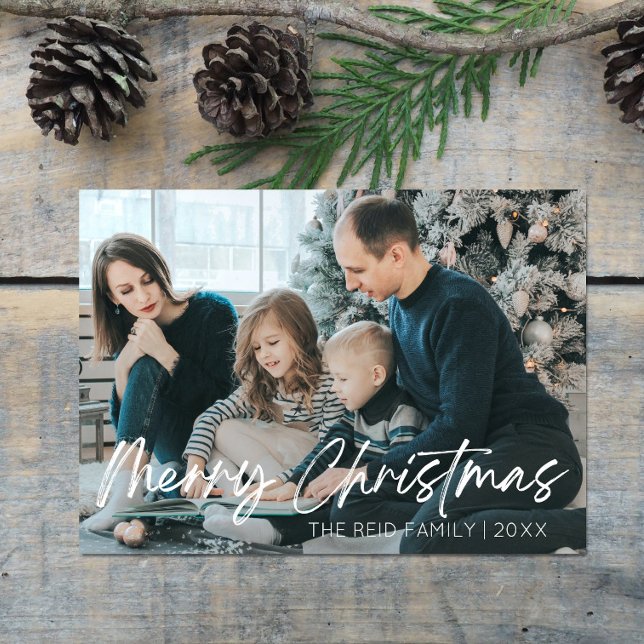 Minimal Elegant Custom Family Photo Christmas Holiday Card (Creator Uploaded)