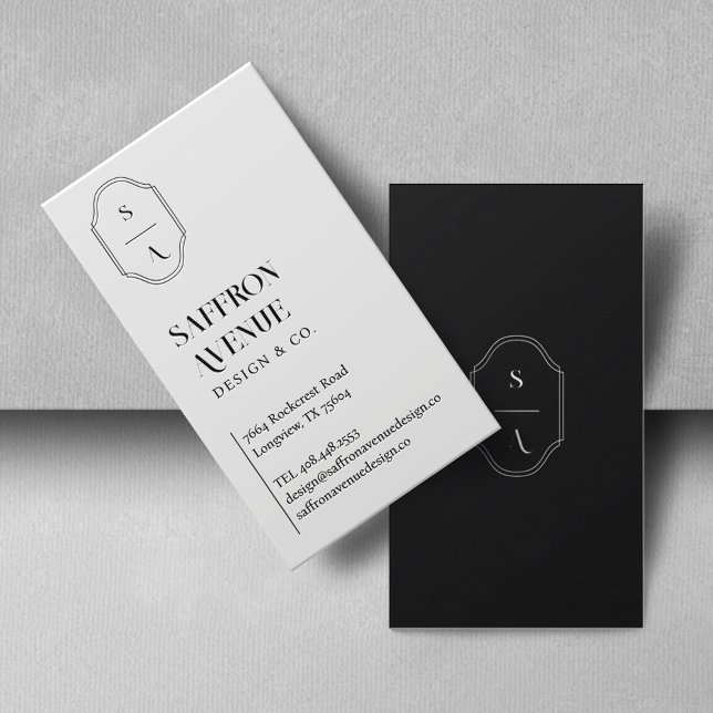 Minimal Elegant Custom Monogram Crest Black White Business Card (Creator Uploaded)