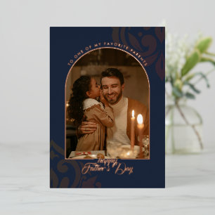 Minimal Elegant Damask Oxford Blue Father's Day