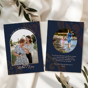 Minimal Elegant Damask Oxford Blue Mother's Day