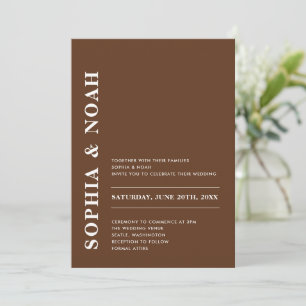 Minimal Elegant Dark Brown Modern Wedding Invitation