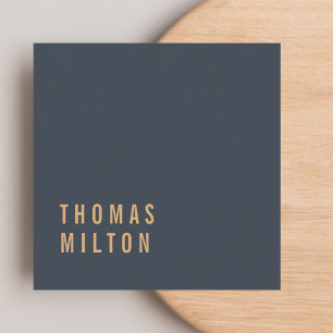 Minimal Elegant Deep Blue Brown White Consultant Square Business Card