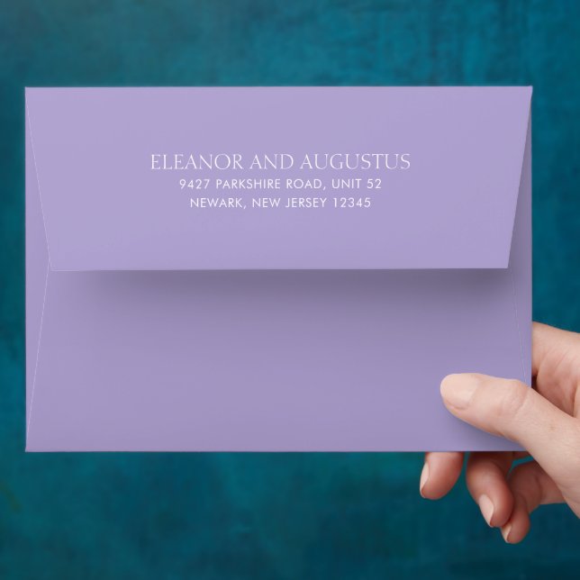 Minimal Elegant Digital Lavender Purple Wedding Envelope (Hand)