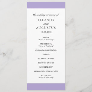 Minimal Elegant Digital Lavender Purple Wedding Programme