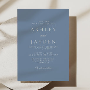 Minimal Elegant Dusty Blue Wedding Invitation