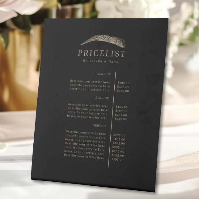 Minimal Elegant Eyebrow Salon Pricelist Pedestal Sign (Minimal Elegant Eyebrow Salon Pricelist Pedestal Sign)