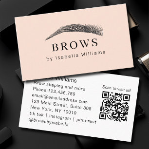 Minimal Elegant Eyebrow Salon QR-Code Business Card