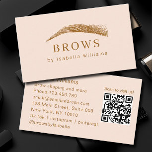 Minimal Elegant Eyebrow Salon QR-Code Business Card