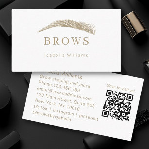 Minimal,Elegant Eyebrow Salon QR-Code Business Card