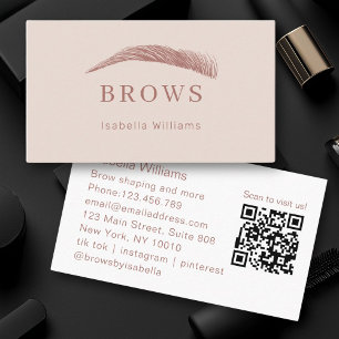 Minimal,Elegant Eyebrow Salon QR-Code Business Card