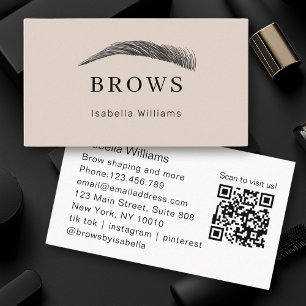 Minimal,Elegant Eyebrow Salon QR-Code Business Card