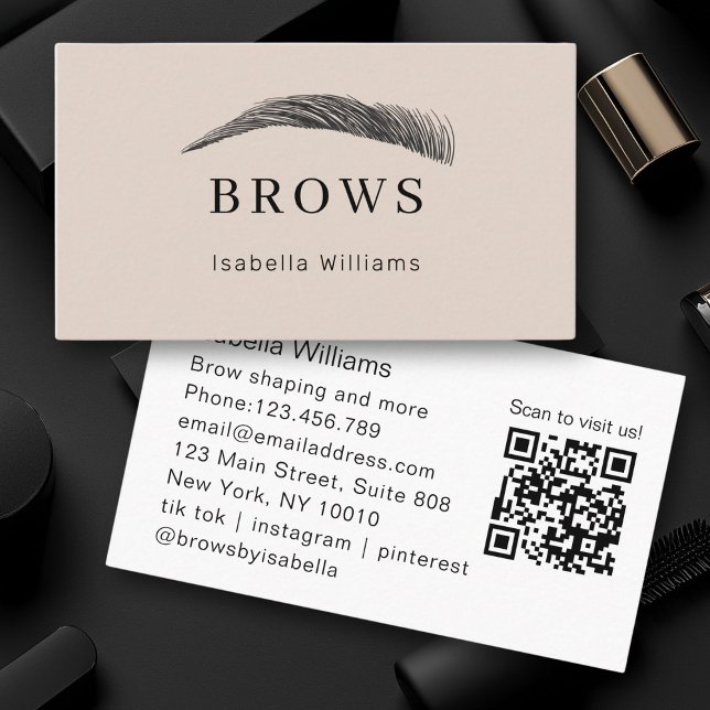 Minimal,Elegant Eyebrow Salon QR-Code Business Card (Minimal,Elegant Eyebrow Salon QR-Code Business Card)