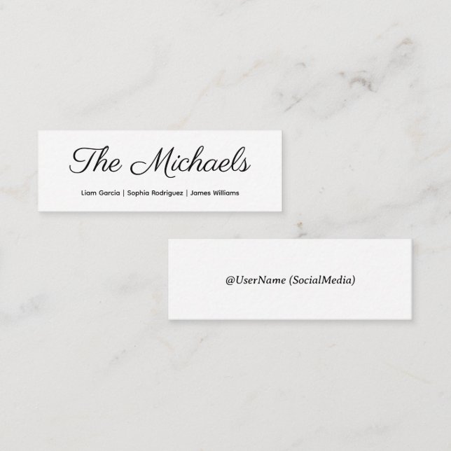 Minimal Elegant Family Custom Calling Card Design (Front/Back)