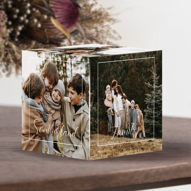 Minimal & Elegant Family Script Photo Collage Cube (Creator Uploaded)