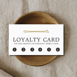 Minimal Elegant Faux Gold Hair Pin Hair Salon Loyalty Card