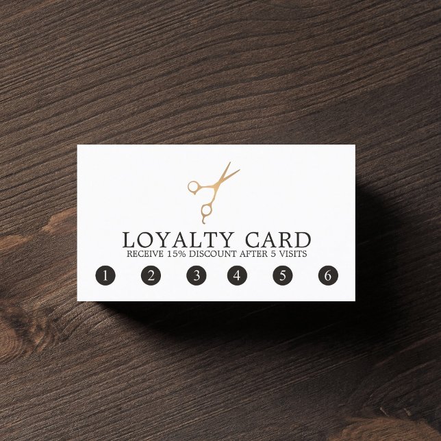 Minimal Elegant Faux Gold Scissor Hair Stylist Loyalty Card (Creator Uploaded)
