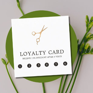 Minimal Elegant Faux Gold Scissor Hair Stylist Loyalty Card