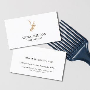 Minimal Elegant Faux Gold Scissors Comb Hair Business Card
