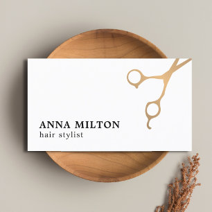 Minimal Elegant Faux Gold Scissors Hair Stylist Business Card