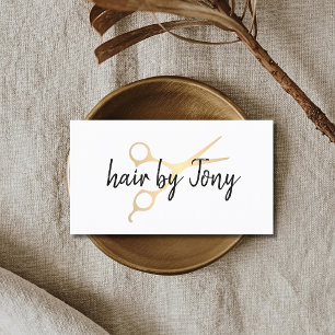 Minimal Elegant Faux Gold Scissors Hair Stylist Business Card