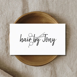 Minimal Elegant Faux Silver Scissors Hair Stylist Business Card