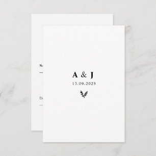 Minimal Elegant Floral Botanical Monograms Wreath RSVP Card