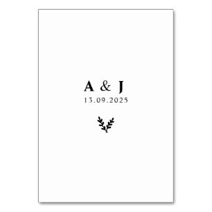 Minimal Elegant Floral Botanical Monograms Wreath Table Number