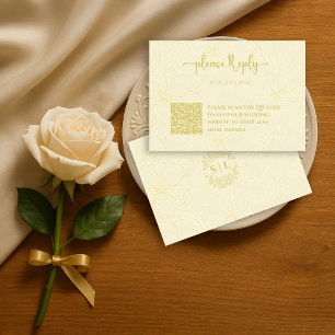 Minimal Elegant Floral RSVP   QR Code Wedding  Enclosure Card