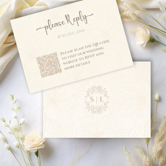 Minimal Elegant Floral RSVP | QR Code Wedding Enclosure Card
