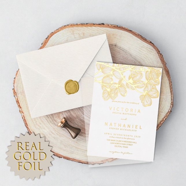 Minimal Elegant Floral Summer Wedding Real Gold (Creator Uploaded)