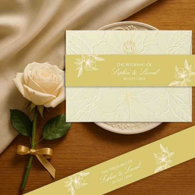 Minimal Elegant Floral Wedding Invitation Belly Band (Creator Uploaded)