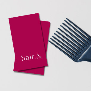 Minimal Elegant Fuchsia White Scissors Hair Business Card